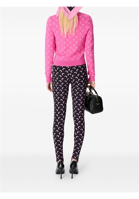 maglione moon jacquard knit fitted crewneck donna rosa MARINE SERRE | WTK014BCKNI0530PK30